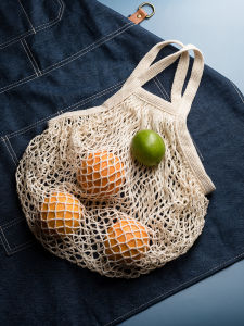 Kitchen Fruits and Vegetables Storage Mesh Bag Ditty Bag Hanging Bag Large Capacity Woven Shopping Bag Portable Cut Out Mesh Bag Breathable