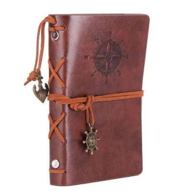 โน้ตบุ๊ค Retro Traveler Diary หนังนุ่มขนาดเล็กขนาด 13x9 ซม.กระดาษคราฟท์เปลี่ยนได้ภายในโน้ตบุ๊ค & Notepads