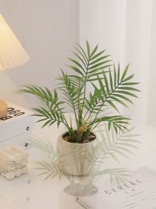 ดอกไม้ปลอมบอนไซตกแต่งสำนักงานสไตล์นอร์ดิก พืชกระถางเซรามิก  สถานีงาน ต้นไม้สีเขียว เดสก์ท็อป ดอกไม้ประดิษฐ์ จำลองในร่ม กระถางต้นไม้