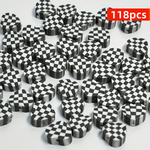 118pcs 10mm Mix and Black Kandi Heart-Shaped Polymer Clay Beads DIY Bracelets Earrings Necklaces Jewelry Making Accessories
