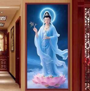 Tranh thêu kín Quan âm từ bi AG70803 kích thước 60 x 110 cm