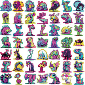 50PCS Cartoon Cool Color Strange Biology Stickers Decorative Skateboards DIY Laptop Waterproof Stickers Toys