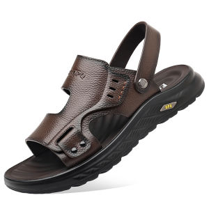 BIZOT New Mens Sandals Non-slip Genuine Leather Sandals Soft Slippers Flat For Mens Casual Shoes Sandalias