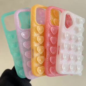 EOENKK | Glitter Heart Silicone Suction Cup Phone Case For iPhone 17 16 15 14 Pro Max 17Pro Hands-Free Phone Cover For Selfies and Videos
