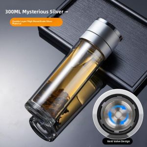 Defasilk | Shatterproof High-temperature Resistant Tea-water Separation Double-layer Portable Glass Water Cup