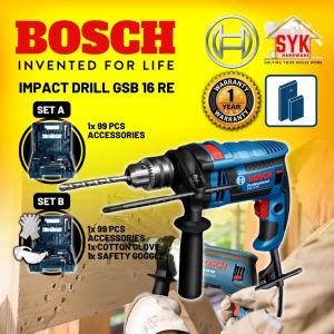 SYK Bosch GSB 16 RE Corded Impact Drill Power Tools Machine Impack Drill Wayar Drill Machine - 06012281L2 (Free Gift)