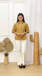 QWFASHION1-LA 391-BAJU ATASAN WANITA CROP TERBARU-ATASAN WANITA LENGAN PENDEK-KEMEJA WANITA KEKINIAN