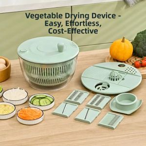 Multifunctional Vegetable Water Spinner Cutter Salad Dehydrator Home Use Potato Cucumber Slicer Manual Fruit And Vegetable Dryer