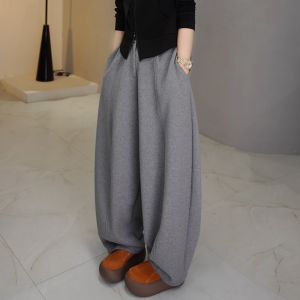 Laid-back Loose Womens High Waist Wide Leg Casual Pants Fashionable Comfortable Korean Style Commute Wind Pocket Details