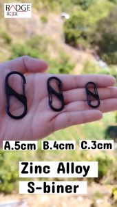S-Shaped Small Zinc Alloy Carabiner Clip | Double Snap Hook Keychain | Zipper Lock for Bags & Outdoor Use (1pc)