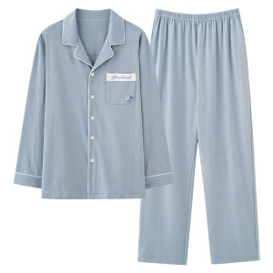 MiiOW | Mens Pure Cotton Long Sleeve Sleepwear Set Casual Home Clothes Spring Autumn Summer New Arrival Big Size Teenager Comfortable