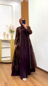Alina Dress Gamis Kondangan Brukat Mix Swarovski Gaun Pesta Muslimah Wanita Dewasa Terbaru 2025