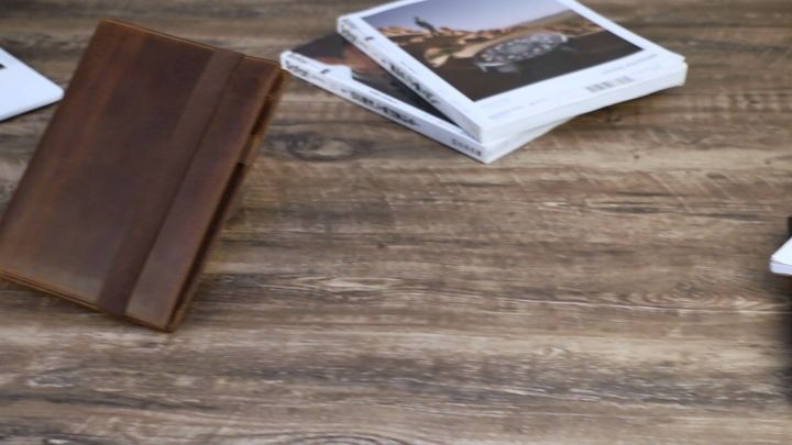 Retro Crazy Horse Leather Notebook Portfolio For iPad Mini Case A5 Book ...