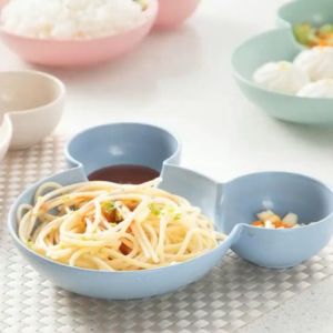 Set Peralatan Makan Anak Lucu Bentuk Mickey: Mangkok Mickey 3 Sekat Dengan Sendok Garpu Dan Sumpit