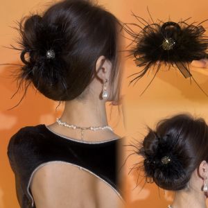 Shark Clip Autumn and Winter Feather Grip Fancy Ostrich Hair Barrettes Head Hair Hair Claw Fairy Style Headdress