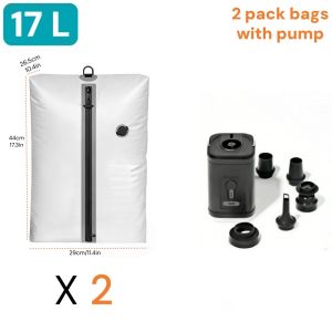 17L Vacuum Compression Bag with Air Pump Reusable Travel Clothing Storage Bag Compression Luggage Bag (white)