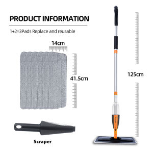 DARIS Spray Floor Mop with Reusable Microfiber Pads 120cm Long Handle Flat Mop For Home Kitchen Laminate Tiles Floor Cleaning