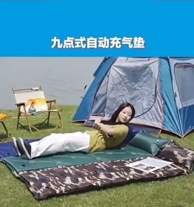QuickSet Portable Inflatable Camping Mat with Pillow - Non-Slip Lightweight Air Mattress for Outdoor Hiking & Festivals