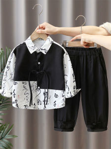 New Chinese Style Spring Summer Autumn Childrens Tang Suit Boys Hanfu Clothing Set Baby Boys Traditional Costume