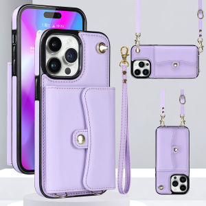 Card Case For iphone 14 Pro Max 16 17 Pro Max With Strap lanyard Iphone 15 pro max Coin Purse Phone Shell iphone 13 pro max Wallet Bag Case iPhone X XR XS 14 15 16 Plus 13 Mini Cover iPhone 11 12 ProMax 17 Air Cards Slot Casing With Rope