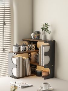 Desktop Organizer Box Office Workstation Tea Cup Placement Cabinet Cosmetics Storage Rack Simple Chinese Style Rectangular