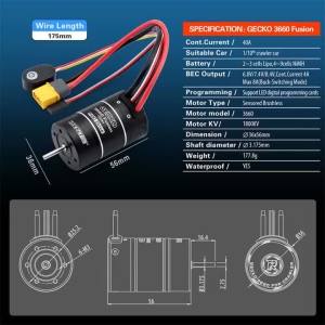 SURPASS HOBBY | ROCKET-RC GECKO 1/10 Tỉ Lệ Động Cơ Không Chổi Than ESC Combo 1800KV 40A 2-3S LiPo Chống Nước 3660 FOC 2IN1 Cho Xe RC
