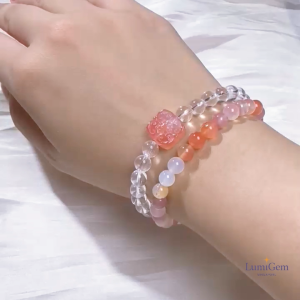 [SG] LumiGem Natural Agate & Clear Quartz Double-Wrap Bracelet– Vitality • Protection • Inner Glow
