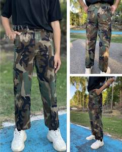 กางเกงคาร์โก้ทหารลายพราง ขากระบอกกลาง (Size 28-36 นิ้ว) เนื้อผ้าคอมทวิว TIVA BOUTIQUE ราคาพิเศษ Early Bird