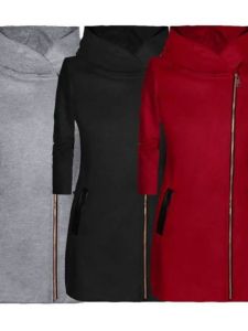 เสื้อแจ็คเก็ตมีฮู้ดแขนยาวปานกลางสำหรับผู้หญิง เสื้อสเวตเตอร์คอวีแบบสวมหัว ทรงหลวม สไตล์สตรีท เสื้อคลุมกันหนาวแบบลำลอง