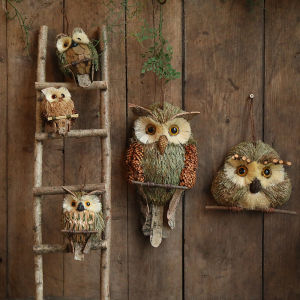 Owl Outdoor Decorative Hanging Plant Corner Wooden Wall Mounted Decoration Creative American Style Garden Courtyard Ornament
