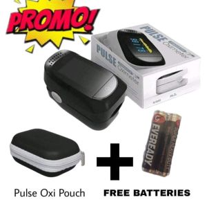 FINGERTIP PULSE OXIMETER BLACK (with FREE 2 AAA BATTERIES)