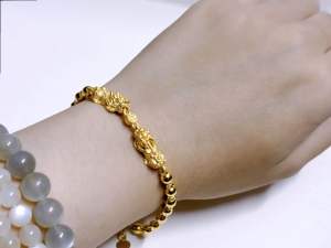 สร้อยข้อมือ ปี่เซียะ ชุบทอง 24K เรียกทรัพย์ ค้าขาย เสิรมดวง เพิ่มโชคลาภ เงินทองไม่รั่วไหล กำไลข้อมือ ปี่เซียะโชคลาภ กำไลปี่เซียะ