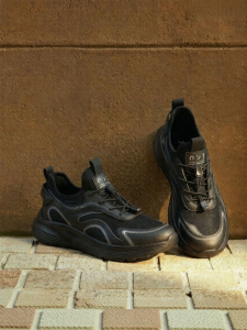 Josiny | Black Mens Shoes Breathable Mesh Dad Shoes Height Increasing