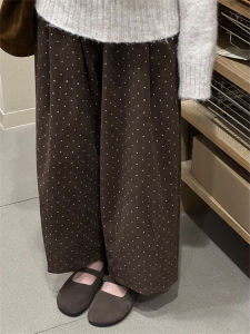 plus Size 300 Pounds Plaid Contrast Color Wide Leg Pants Men Women Autumn Winter Thickened Casual Loose Fit Corduroy Pants