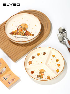 Cute Star People Ceramic Breakfast Plate Water Absorbent Childrens Bowl Divided Dinnerware Set Cartoon Hand-Painted Design