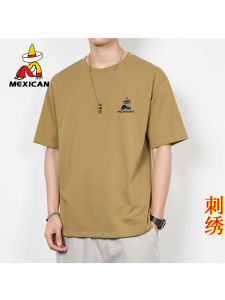 Áo Thun Cotton Thêu Tay Ngắn Nam Thường Ngày Cổ Tròn Không Tay Áo Lót Cotton 100% Chất Lượng Cao Phong Cách Mexican