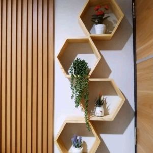 Rak Dinding Hexagonal|Rak hexagonal jati belanda Rak serbaguna