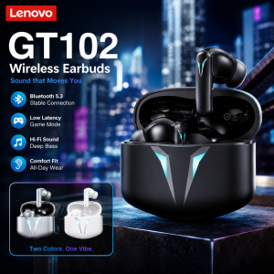 Lenovo | 2026 New 100% Lenovo GT102 Wireless Bluetooth Earphones Lightweight Ergonomic Half Earbuds Noise Isolation Sports Headsetew
