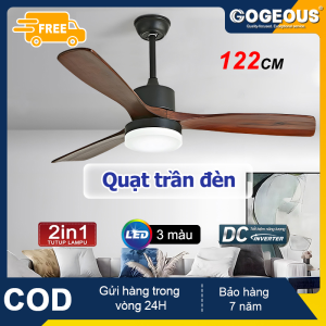 GOGEOUS【Miễn phí vận chuyển】Quạt trần phòng khách đèn quạt trần Quạt Trần Đèn gỗ có điều khiển từ xa đèn 3 màu quạt trần có đèn Lõi Đồng  3 Tốc Độ Gió Có Đảo Chiều Hút Ẩm