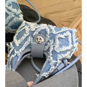 Special-Interest Design Bag Womens Summer New New Arrival Classy Textured Handbag Easiest for Match Fashion Denim Tassel Messenger Bag
