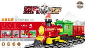 Christmas Sound and Light Steam Spray Train Model Electric Retro Car Vehicle Construction Truck Toys for Children Xmas Gift