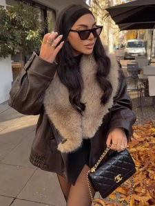 Áo Khoác Da Lộn Cổ Lông Giả Thanh Lịch Dành Cho Nữ Áo Khoác Mùa Đông Đơn Ngực Áo Khoác Ngoài Công Sở Sang Trọng Dành Cho Phụ Nữ Trung Niên