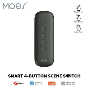 MOES Tuya ZigBee 3.0 Smart Scene Switch 4Button Wireless Lighweight Design 12 Scenario Remote Control Automation Battery Powered