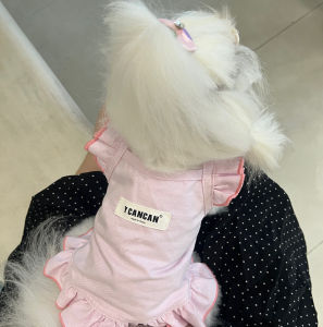 Ycancan Pure Cotton Summer New Style Pet Cat Dog MSIS Clothes Cool Little Flying Sleeve Skirt Solid Color Dog Costume