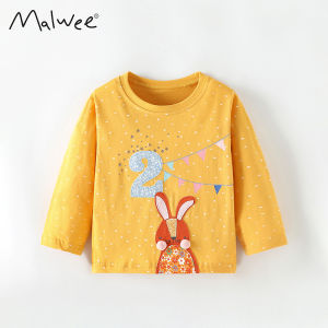 Áo Thun Trẻ Em Malwee Cổ Tròn Dài Tay Thường Ngày Thời Trang Thu Đông Cho Bé Gái Quần Áo Trẻ Em Cotton Pha Trộn Thoải Mái Thoáng Khí