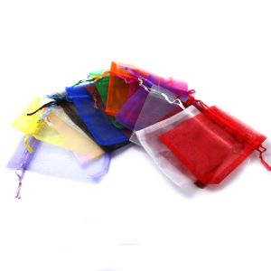 10Pcs 9x12CM Colorful Organza Bags Tulle Drawstring Pouches Jewelry Packaging Display Bag Wedding Party Gift Storage Candy Bags