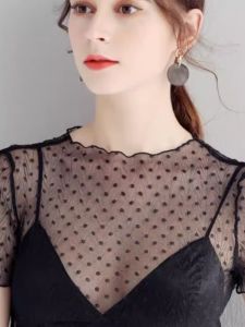 เสื้อชั้นในผ้าโปร่งใสแบบใหม่สำหรับฤดูร้อน ผ้าตาข่ายลูกไม้สะท้อนแสง แขนสั้น เสื้อชั้นในผู้หญิง เสื้อชั้นในแบบเข้ารูป มองเห็นได้ ผ้าชีฟองบาง