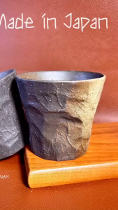 [Hàng Hiếm Japan 100%New] 02 Chiếc Cốc Phu Thê Làm Thủ Công Udei Tataki Rock kiểu Nhật