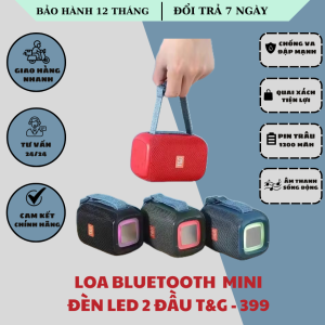 Loa Bluetooth Mini TG 399 Hỗ Trợ Đèn LED 2 Đầu Nghe Nhạc Hay Bass Căng Có Quai Cầm BH 12 Tháng