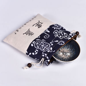 Handmade Jianzhan Cloth Bag Double-Layer Flannel Cotton Padded Thickened Master Cup Buggy Bag Portable Travel Tea Cup Drawstring Bag